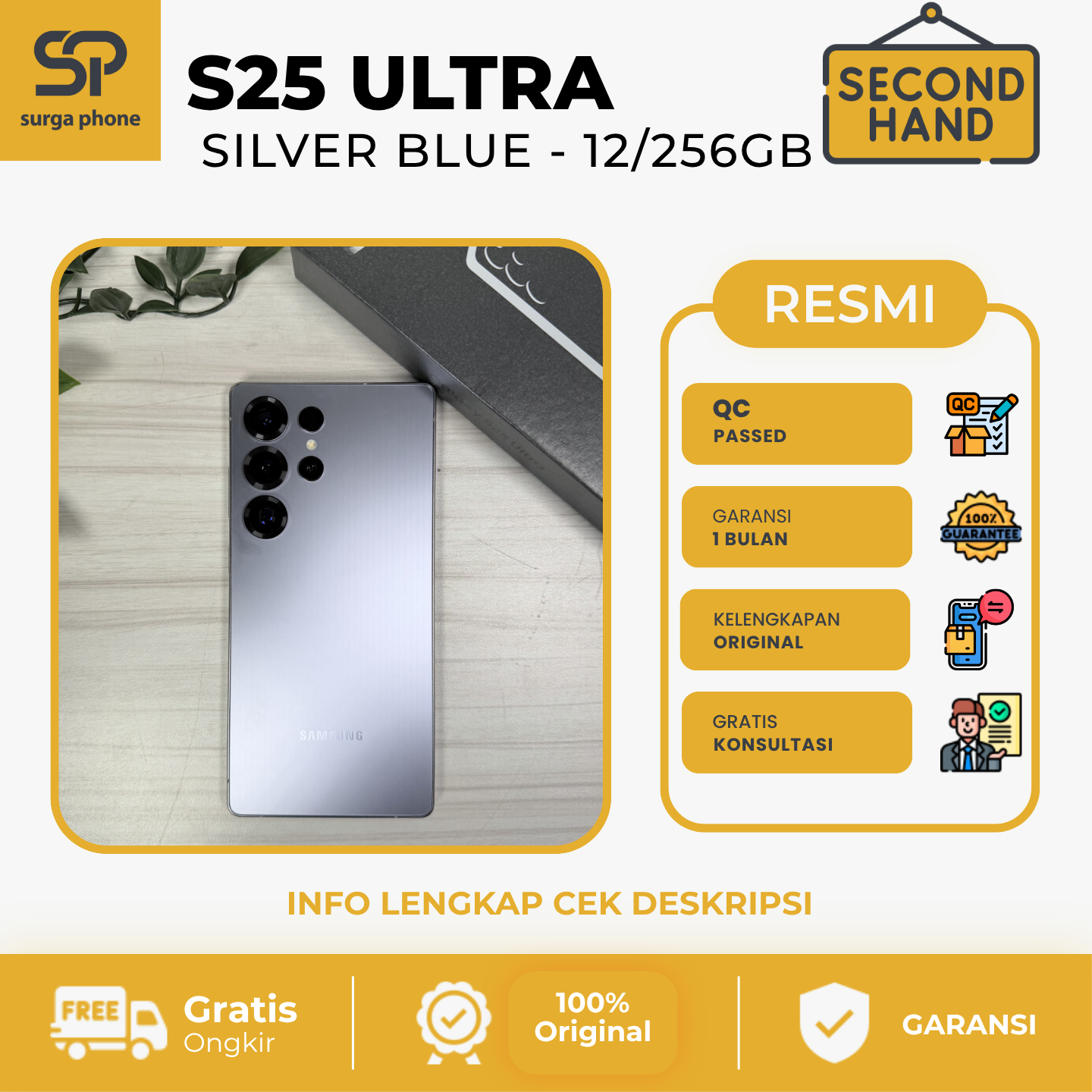 S25 ULTRA SILVER BLUE 12/256GB EX RESMI